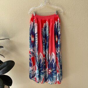 Chicos, size 0, floral coral maxi skirt, like new